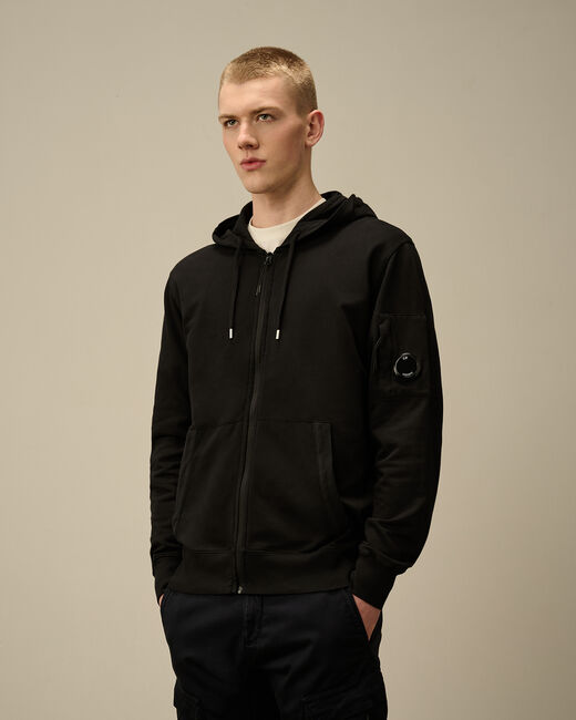 Light Fleece Full Zip Hooded Sweatshirt BLACK