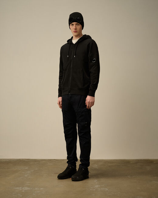 Light Fleece Full Zip Hooded Sweatshirt BLACK