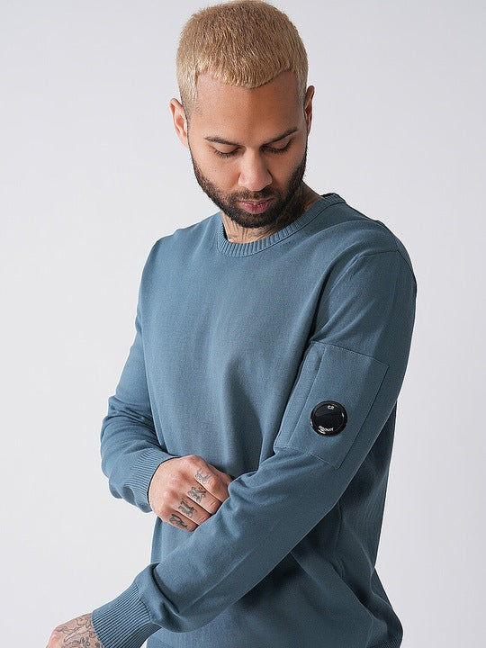 Cotton Crepe Crewneck Lens Knit